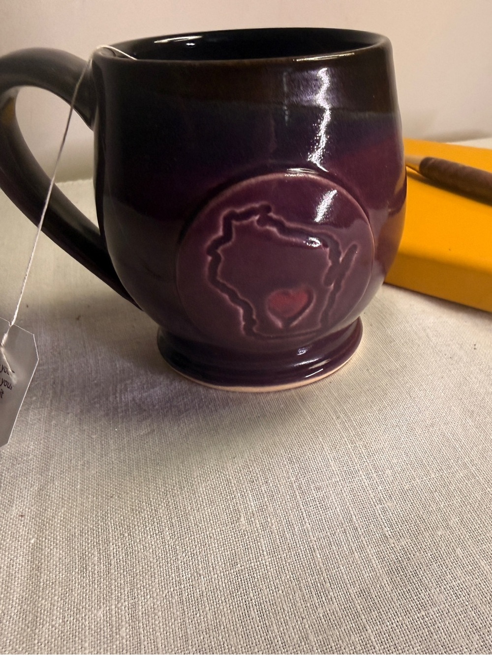Ceramic Purple Stoneware Mug with Heart Accent made by Jenny Blasén